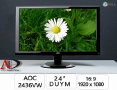 LCD Monitor AOC 2436Vw 24duym D-Sub, DVI ELQEROV 1080p