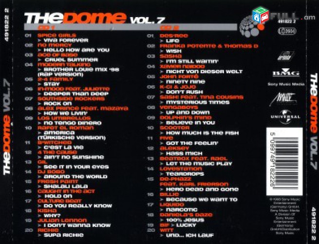 CD սկավառակներ THE DOME - Vol. 7 - օրիգինալ տարբեր տեսակի ալբոմներ