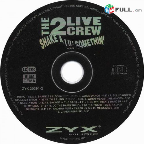 CD սկավառակներ THE 2 LIVE CREW - օրիգինալ և տարբեր տեսակի ալբոմներ