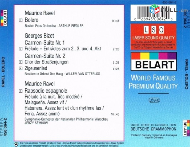 CD սկավառակներ RAVEL: BOLERO - օրիգինալ տարբեր տեսակի ալբոմներ