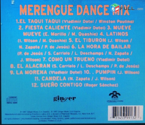 CD սկավառակներ MERENGUE DANCE MIX - օրիգինալ տարբեր տեսակի ալբոմներ