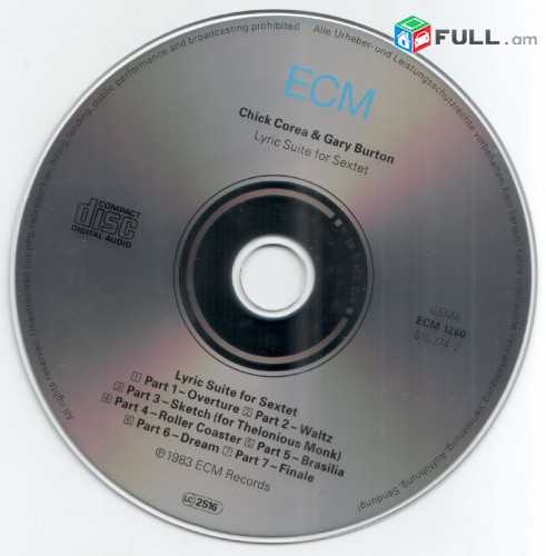 CD սկավառակներ CHICK COREA & GARY BURTON - օրիգինալ տարբեր ալբոմներ