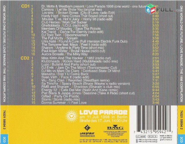 CD x 2 սկավառակներ LOVE PARADE - օրիգինալ տարբեր տեսակի ալբոմներ