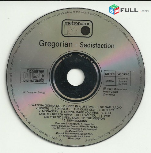CD սկավառակներ GREGORIAN - օրիգինալ տարբեր տեսակի ալբոմներ