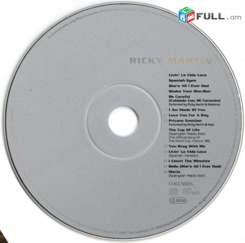 CD սկավառակներ RICKY MARTIN - օրիգինալ տարբեր տեսակի ալբոմներ