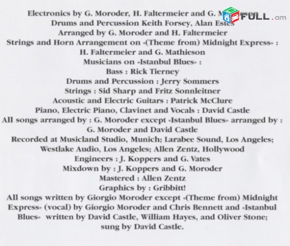CD սկավառակներ GIORGIO MORODER - օրիգինալ տարբեր տեսակի ալբոմներ