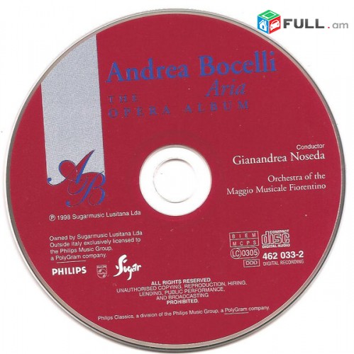 CD սկավառակներ ANDREA BOCELLI – Aria - օրիգինալ տարբեր տեսակի ալբոմներ