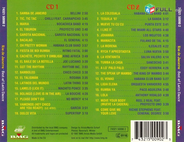 CD սկավառակներ RIO DE JANEIRO - Best Of Latin Dance - օրիգինալ տարբեր ալբոմներ