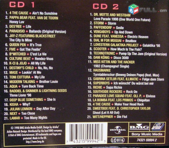 CD x 2 սկավառակներ JUST THE BEST 3 / 98 - օրիգինալ տարբեր տեսակի ալբոմներ