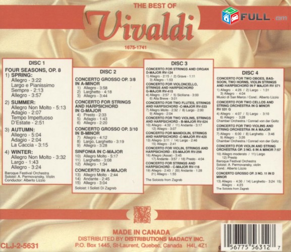 CD x 4 սկավառակներ VIVALDI - օրիգինալ տարբեր տեսակի ալբոմներ