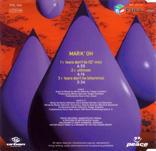 CD սկավառակներ MARK OH – Tears Dont Lie - օրիգինալ տարբեր տեսակի ալբոմներ