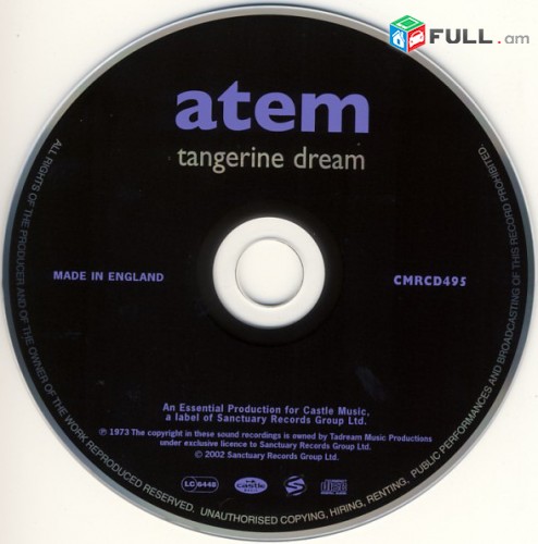 CD սկավառակներ TANGERINE DREAM – Atem - օրիգինալ տարբեր տեսակի ալբոմներ