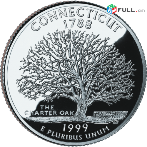 25 центов - (квотер) 1999 США Коннектикут - 25 cents - ԱՄՆ 25 ցենտ
