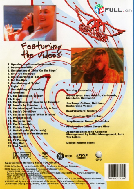 DVD սկավառակներ AEROSMITH - օրիգինալ տարբեր տեսակի ֆիլմեր