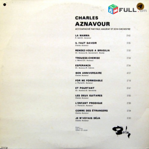 VINYL Ձայնապնակներ CHARLES AZNAVOUR (2) Sարբեր տեսակի ալբոմներ