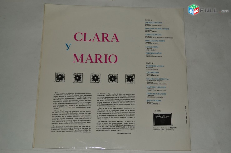 VINYL Ձայնապնակներ CLARA MARIO Sարբեր տեսակի ալբոմներ