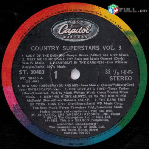 VINYL Ձայնապնակներ Country Superstars Vol.3 Sարբեր տեսակի ալբոմներ