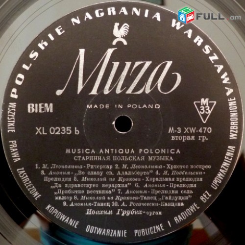 VINYL Ձայնապնակներ Polska Muzyka Organowa - Joachim Grubich Sարբեր տեսակի ալբոմներ