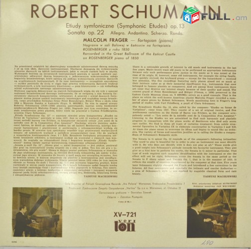 VINYL Ձայնապնակներ Robert Schumann, Malcolm Frager ‎ Sարբեր տեսակի ալբոմներ