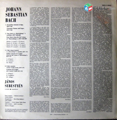 VINYL Ձայնապնակներ J.S. Bach, János Sebestyén Sարբեր տեսակի ալբոմներ