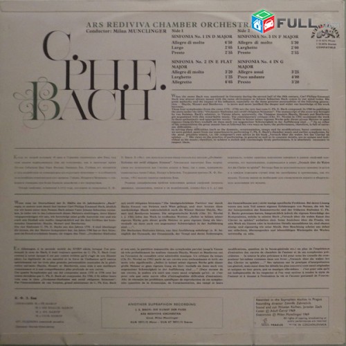 VINYL Ձայնապնակներ C.Ph.E. Bach - Ars Rediviva Orchestra Sարբեր տեսակի ալբոմներ