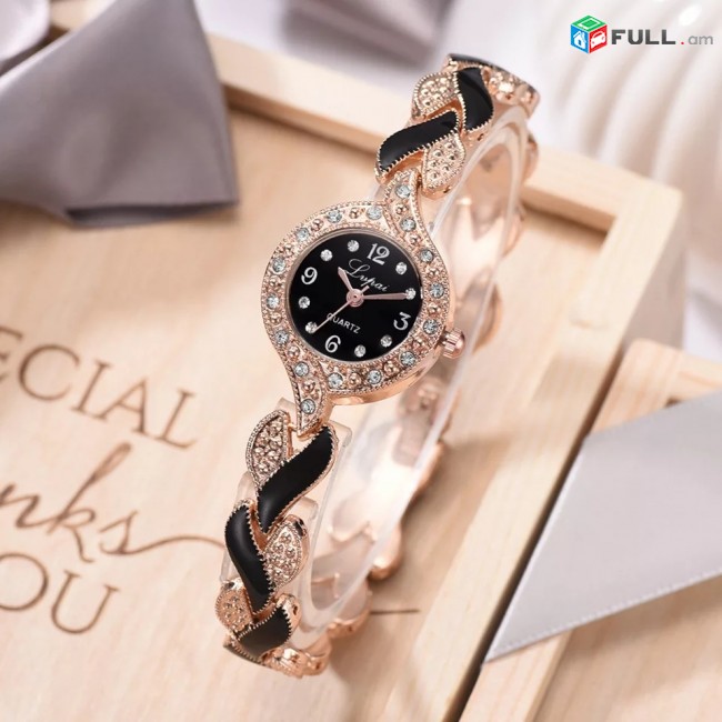 Կանացի ժամ~բրասլետ Часы-браслет Lv'pai  женские кварцевые, брендовые Роскошные наручные с кристаллами, модные повседневные.