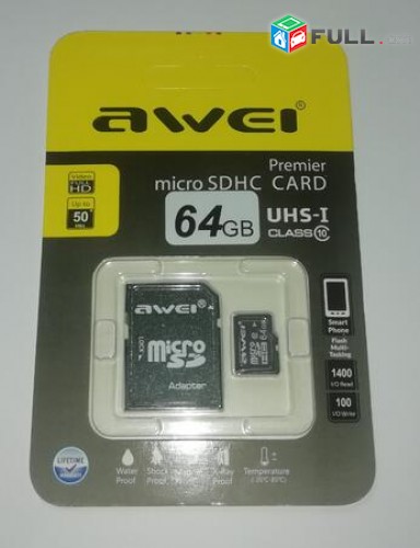 64Gb micro SDHC CARD AWEI Premier (UHS-1 class10) + araqum