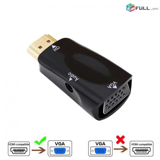 HDMI-compatible to VGA cable converter/переходник + առաքում