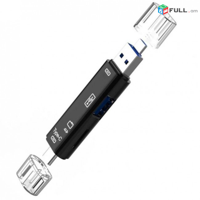 Type C&MicroUSB &USB 5 In 1 High-speed Universal OTG TF Card Reader MicroSD Adapter for Android Phone