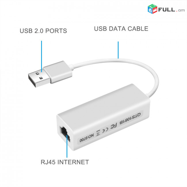 USB Ethernet Adapter 10Mbps Network Card RJ45 For Windows 7/8/10