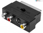 Scart to 3 RCA S-Video Adapter /Переходник скарт штекер - 3xRCA гнезда с переключателем, S-VHS видео гнездо