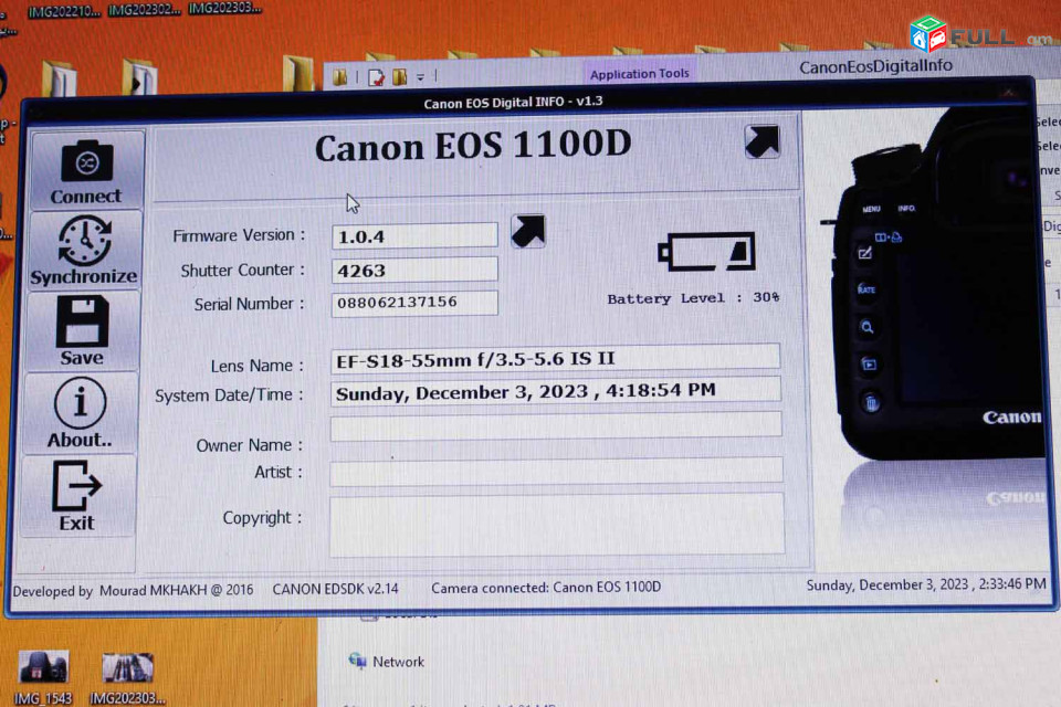 Canon EOS Digital  1100D Camera Body  Camera Canon EF-S 18-55mm f/3.5-5.6 IS II.