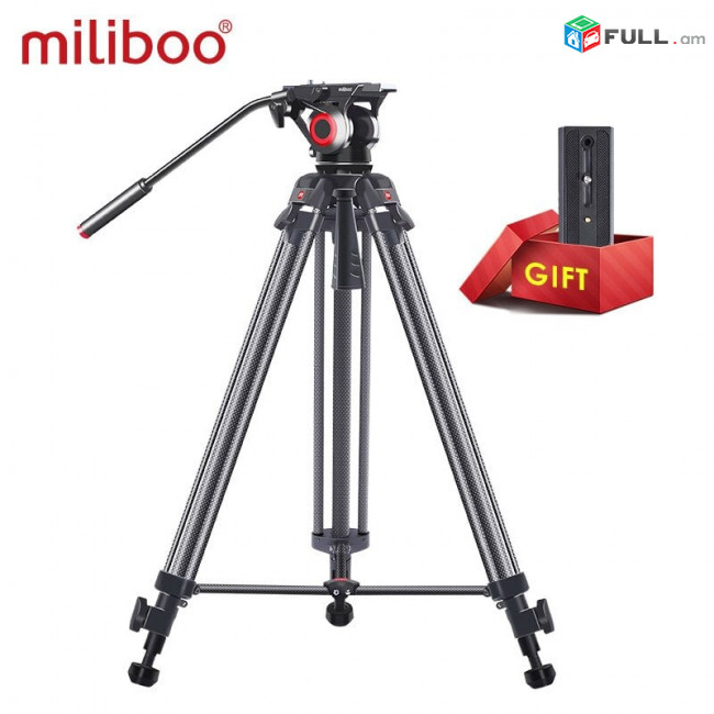 Miliboo MTT602A Professional Portable Aluminum Fluid Head Camera Tripod for Camcorder/DSLR Stand Vid 90-190cm.