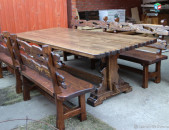 Սեղան, հնաոճ, նստարաններով, стол, под старину, со скамейками, փայտե սեղան, փայտե նստարաններ