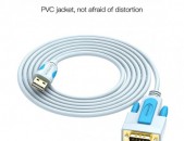 vention Com port  USB to RS232 kabel մետաղապատ 4,5 mm 3m 2m 1,5m 9Pin կաբել օրիգինալ