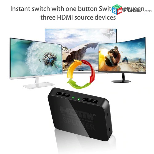 Switch HDMI 1 to 2 port FHD Splitter for DVD PS3 HDTV 1080p 3D սպլիտեռ tuner