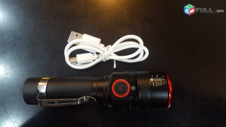 fanarik լուսարձակ Led mini ֆանար 3 Rejim zoom մարտկոց  USB cable kabel
