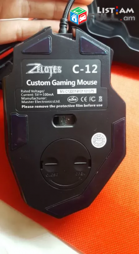 Professional Gaming mknik Zelotes C-12 PC խաղային մուկ LED RGB պադսվետկա ՄԿՆԻԿ