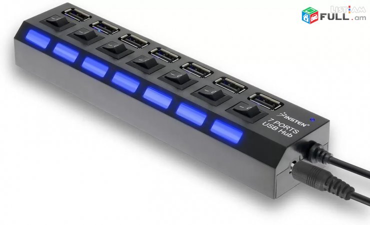 USB HUB հաբ կոմպակտ 7 PORT LED լույսով switch