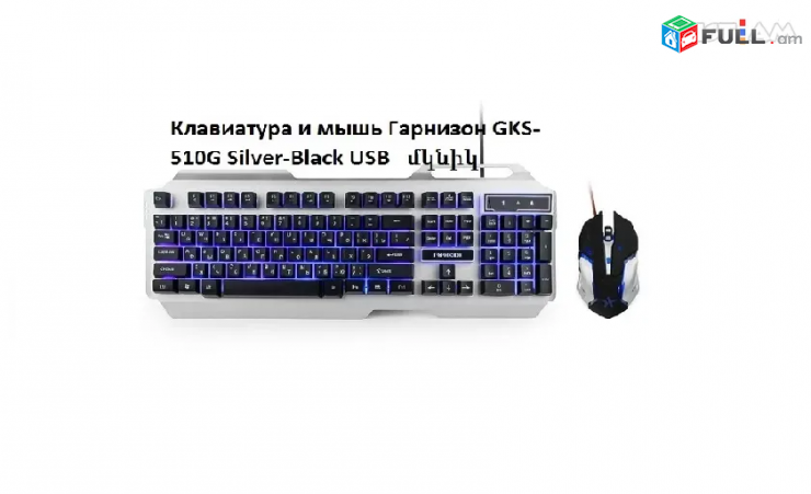 Ստեղնաշար և մկնիկ Гарнизон GKS-510G Silver-Black USB Клавиатура и мышь 