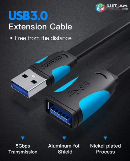 Vention cable USB 3 (mama papa) 1m 2m 3m կաբել PC notebook պրինտեր ՕՐԻԳԻՆԱԼ