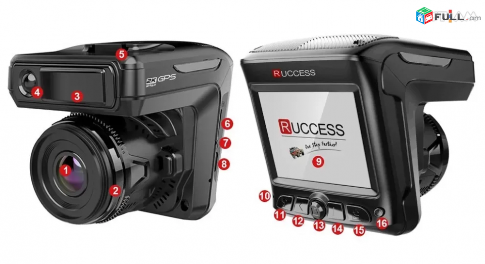 Avtoyi GPS + camera LCD 2,4" videoregistrator Ruccess microSD to 64GB կամերա GPS