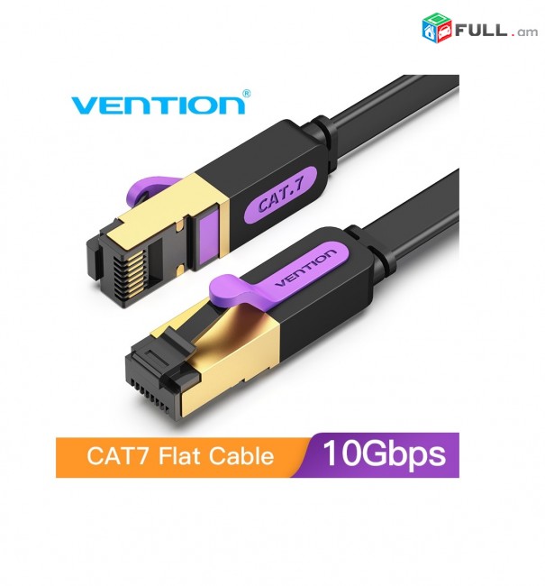 LAN CAT7 10GBs Vention cable FLAT TYPE RG45 GOLD 24K CABEL կաբել մալուխ сетевой PATCH-CORD cat6 cat5 ftp utp