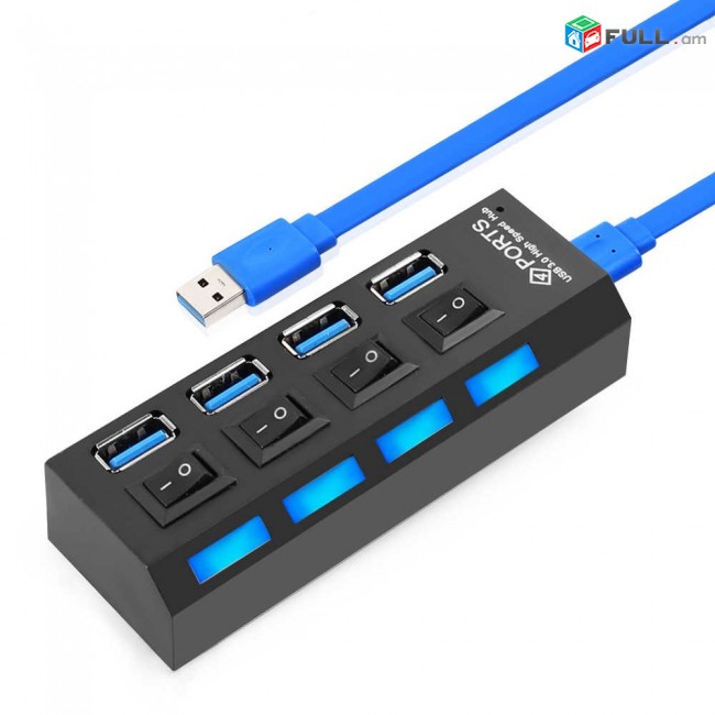 USB HUB 4 PORT LED հաբ կոմպակտ լույսով switch սվիչ հաբ концентратор