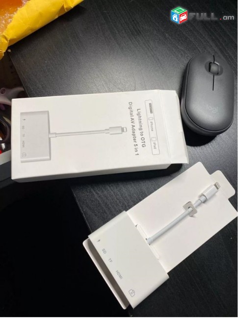 Ադապտր Apple Lightning to OTG Digital AV Adapter 5 in 1 HDMI, Lightning, TF, SD, USB Charghe Adapter адаптер