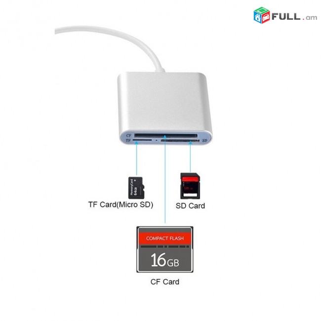 3in1 Converter Simulator iPhone iPad lighting - USB-C to SD TF CF Charghe Adapter адаптер переходник