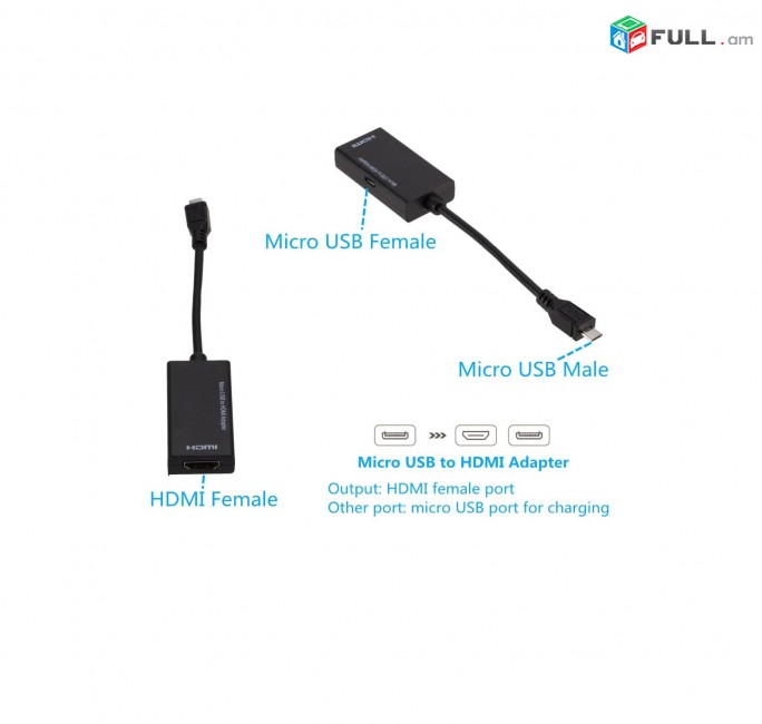Micro USB to HDMi MHL Adapter 5pin (Микро USB-HDMI переходник) Charghe Adapter адаптер переходник ադապտր
