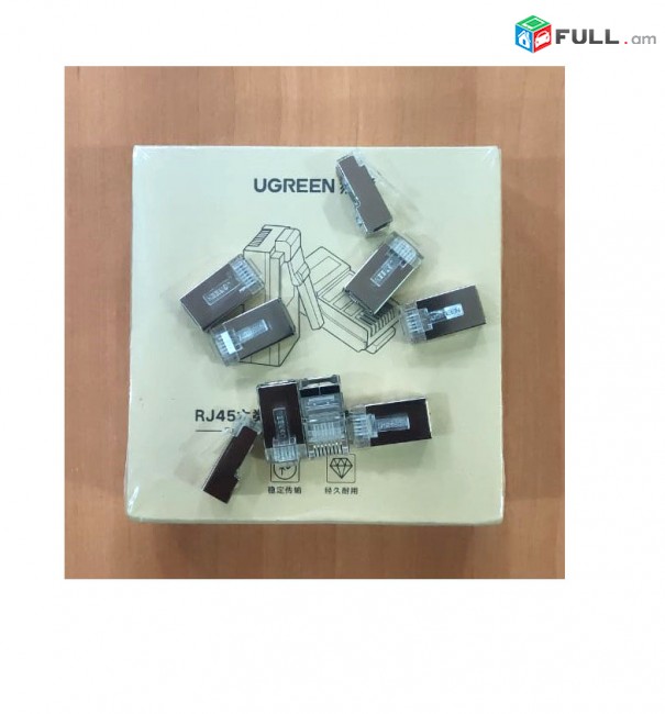 Ugreen RJ45 LAN Connector Կոնեկտոր UTP Cat6 Cat5 Cat5e коннектор вилка 8P8C позолота 24K 3U լանի գլխիկ