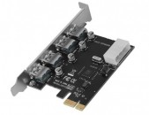 4 port USB 3.0 PCI-E adapter адаптер конвертер ընդլայնման քարտ 4 պորտ ադապտեր
