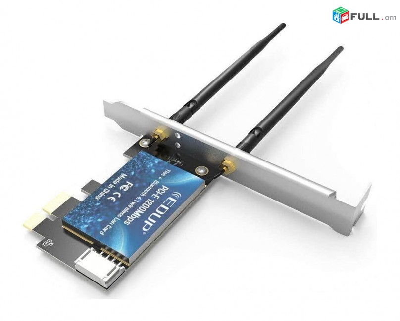 Cетевая карта EDUP EP-9619 PCI-E WiFi AC + Bluetooth 4.0 2.4/5.8Ghz 600Mbps wi-fi սարք modem adapter